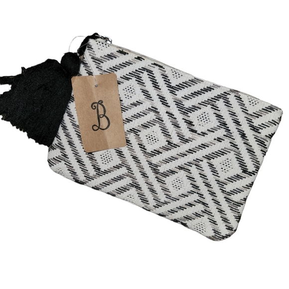 Katydid Handbags - Katydid Diamond Weave Large Cosmetic Bag Clutch Zip Close Tassle Bag Charm NWT